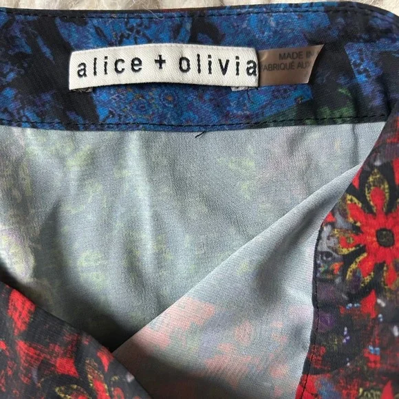 Alice + Olivia Athena Wide Leg Palazzo Pants Patchwork Floral Print Satin Size 4 - Picture 7 of 9